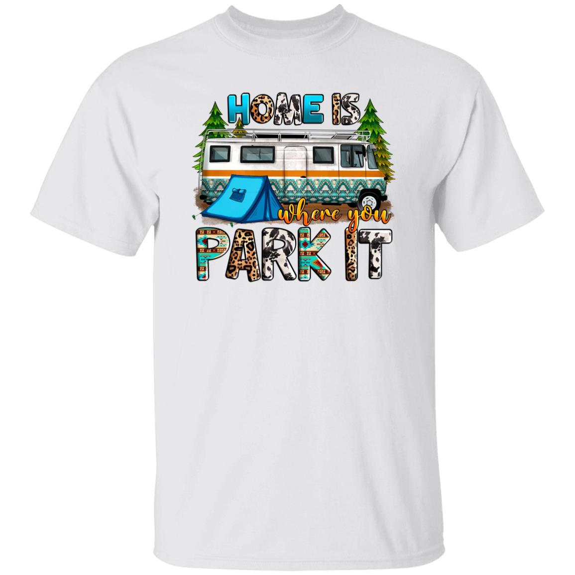 Home is where you park it T-Shirt gift Camping Caravan camper Unisex tee Sand White Sport Grey-Family-Gift-Planet