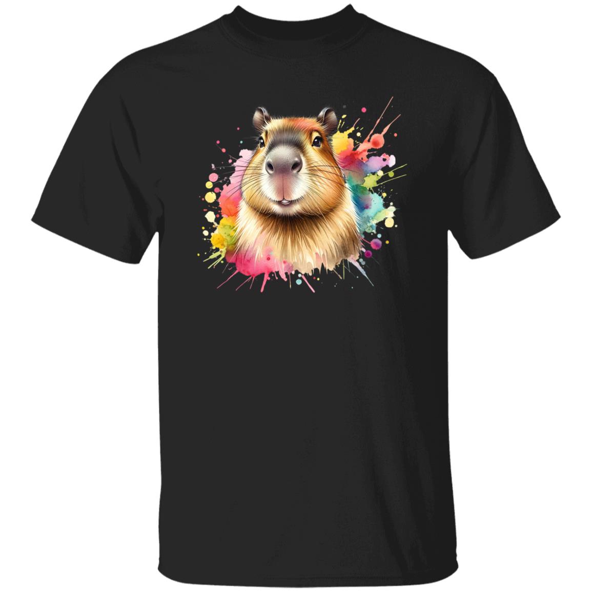 Capybara Color Splash Unisex T-Shirt Black Navy Dark Heather-Family-Gift-Planet