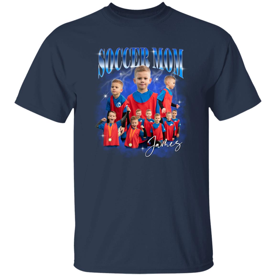 Custom Soccer Mom Unisex T-Shirt Your pictures Soccer Mama tee Black Navy Dark Heather-Family-Gift-Planet