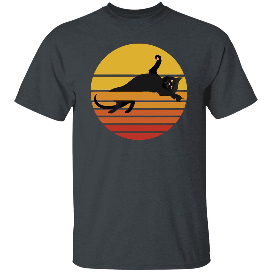 Retro black cat Unisex shirt cat lover tee Black Dark Heather-Family-Gift-Planet