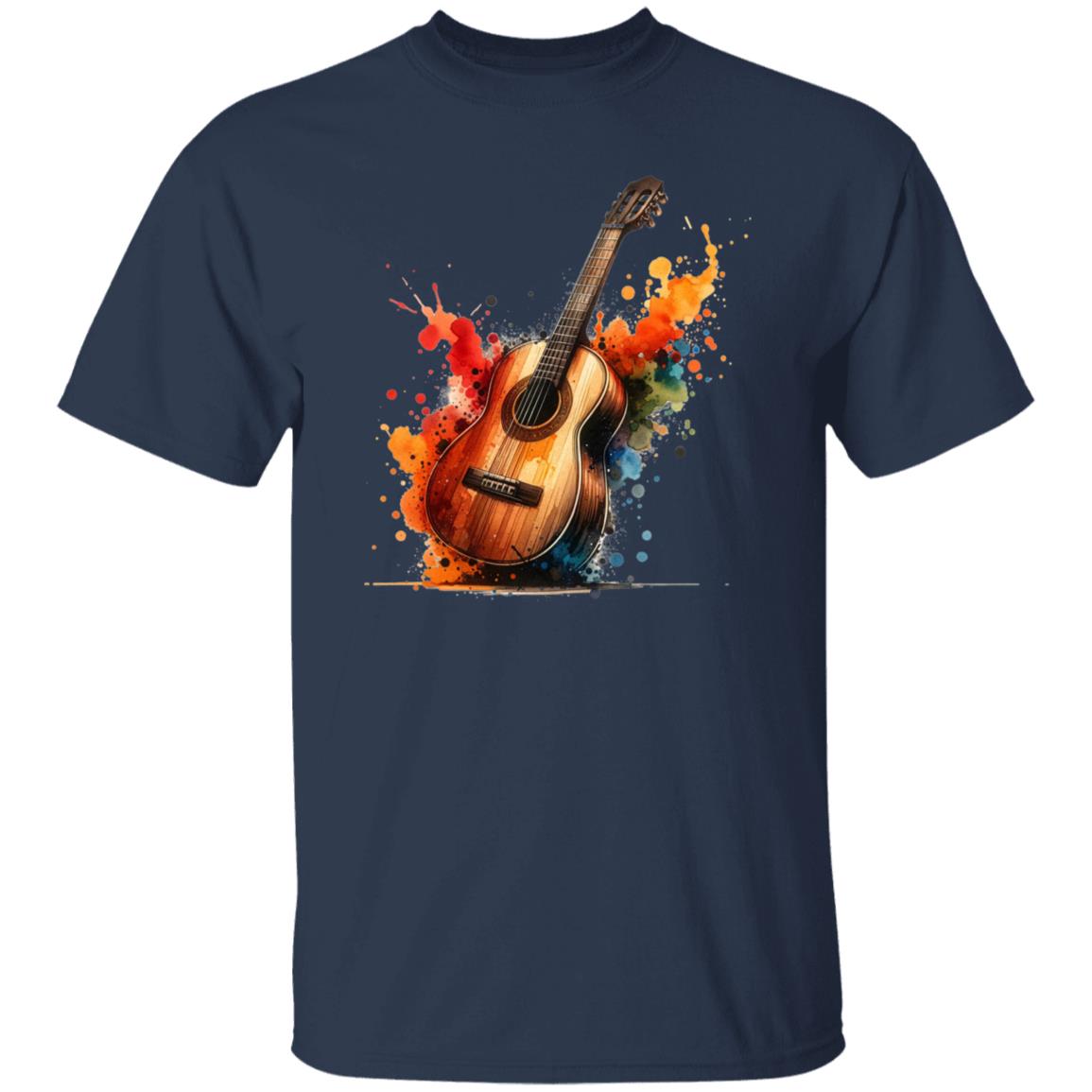 Artistic Guitar Color Splash Unisex T-shirt Black Navy Dark Heather-Family-Gift-Planet