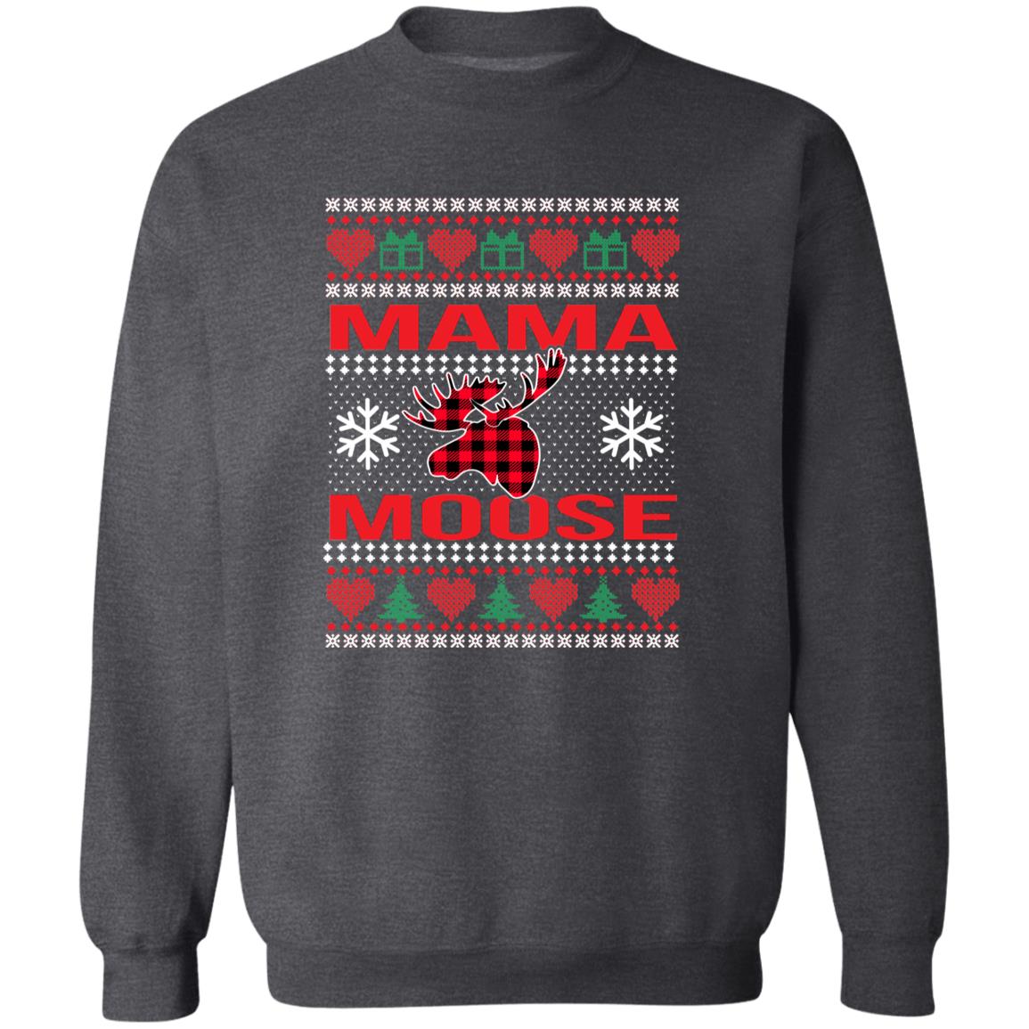 Mama Moose Christmas Unisex Sweatshirt Ugly sweater Black Dark Heather-Family-Gift-Planet