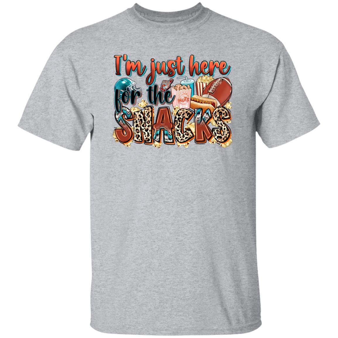 American football Cheer T-Shirt Football mom I'm just here for the snacks Unisex Tee Sand White Sport Grey-Family-Gift-Planet