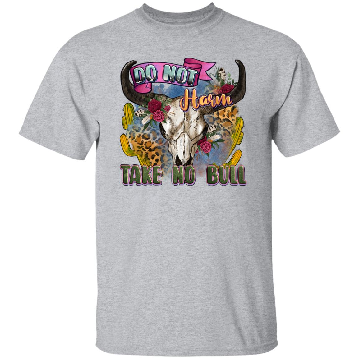 Do not harm take no bull cow skull T-Shirt gift Leopard skin buffalo skull Texas girl Unisex Tee Sand White Sport Grey-Family-Gift-Planet