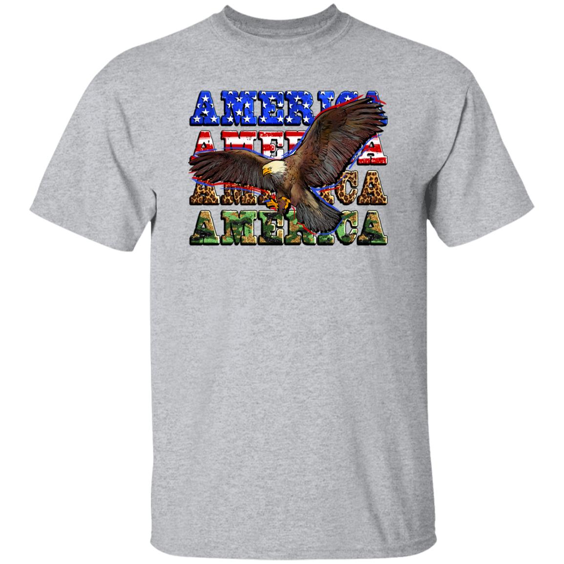 America American Eagle T-Shirt USA patriotic Unisex tee White Sand Grey-Family-Gift-Planet