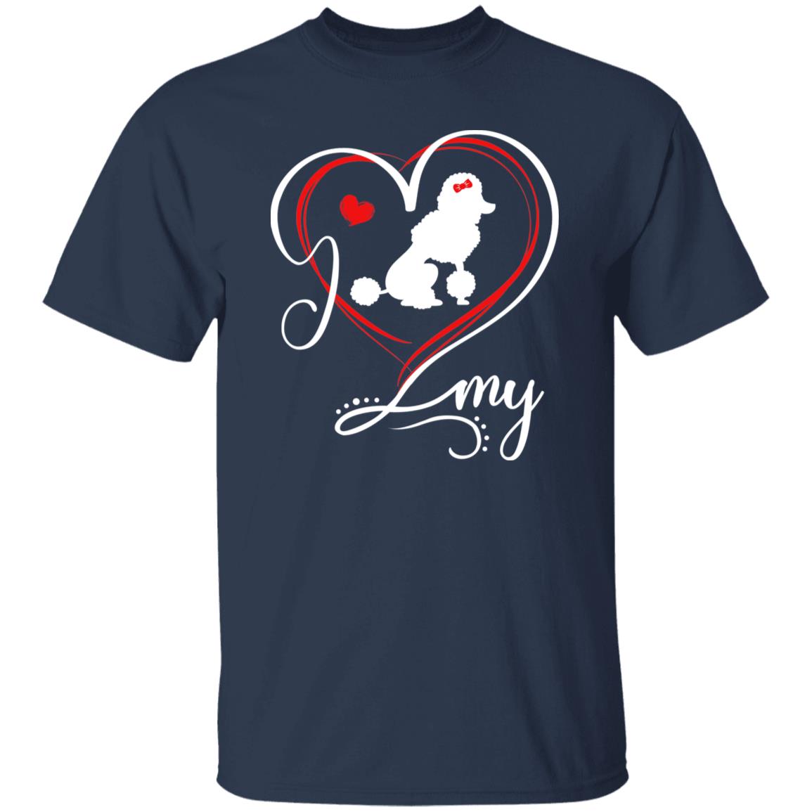 I love my Poodle heart T-Shirt gift Poodle Dog mom Unisex tee Black Navy Dark Heather-Family-Gift-Planet