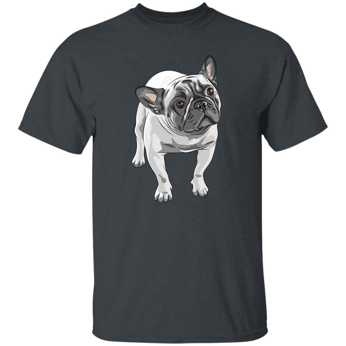 Cute French Bulldog Unisex T-Shirt gift French bulldog dog owner tee black dark heather-Family-Gift-Planet