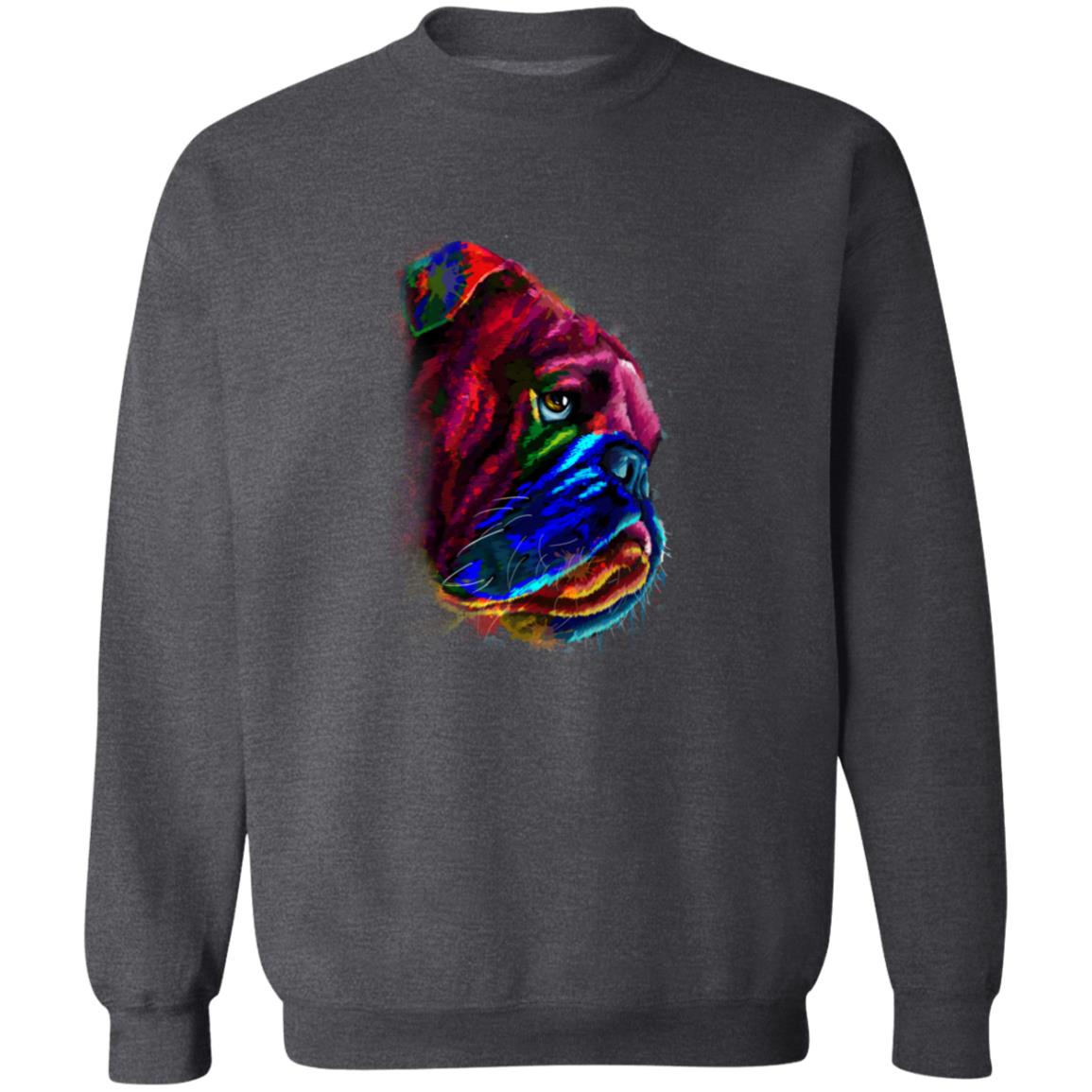 Vibrant Digital Bulldog dog Unisex Crewneck Sweatshirt black navy dark heather-Family-Gift-Planet