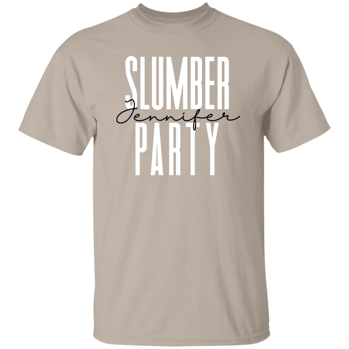 Personalized Slumber party T-shirt gift Custom name sleepover Birthday party Unisex Tee Sand Pink Light Blue-Family-Gift-Planet