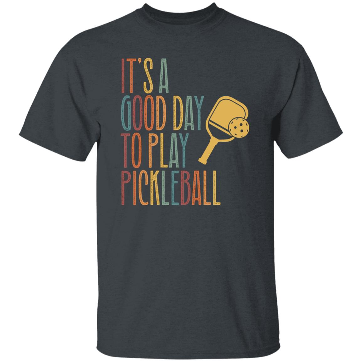 Pickleball Unisex T-Shirt It's a good day to play pickleball Black Dark Heather White-Family-Gift-Planet