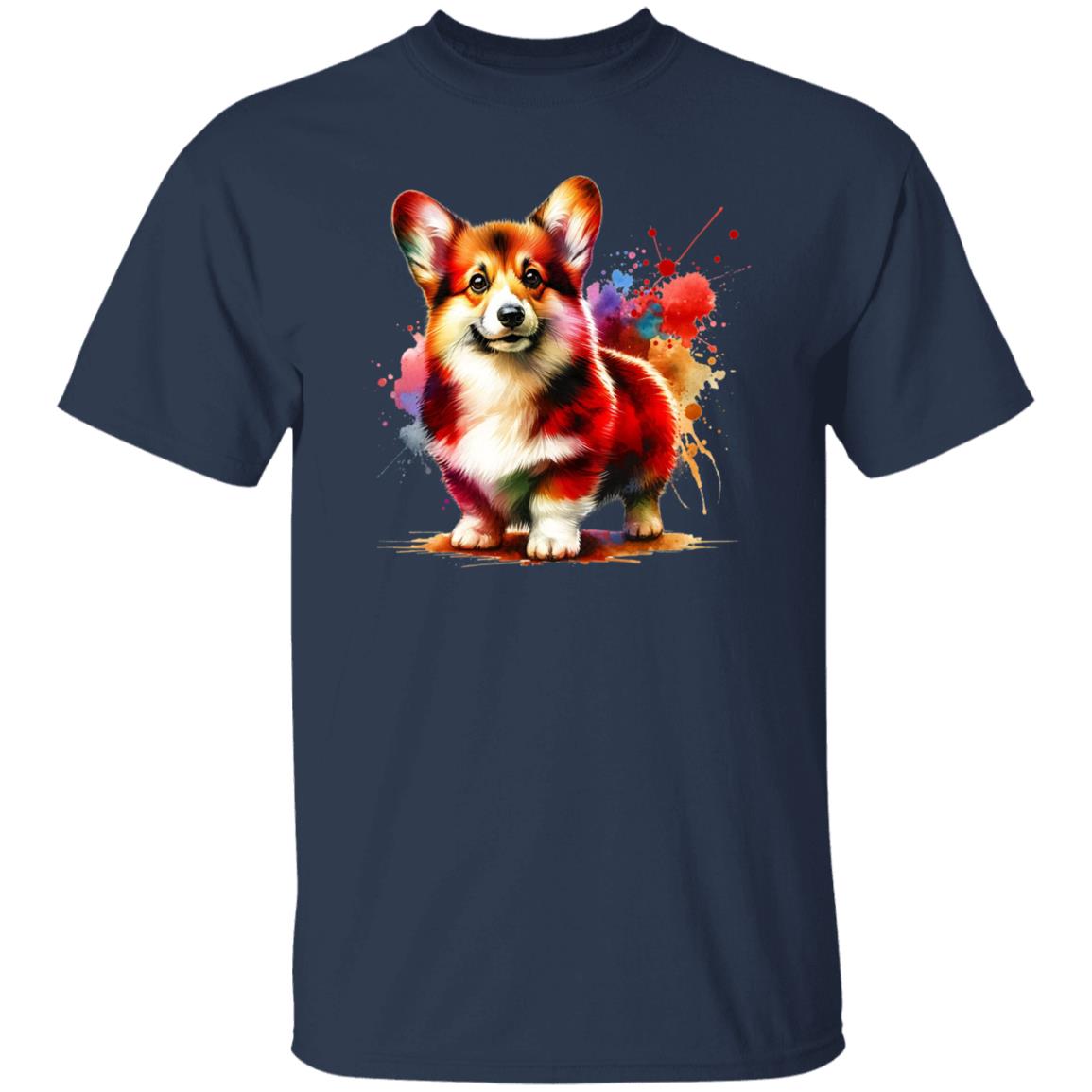 Welsh Corgi Color Splash Unisex T-Shirt Black Navy Dark Heather-Family-Gift-Planet