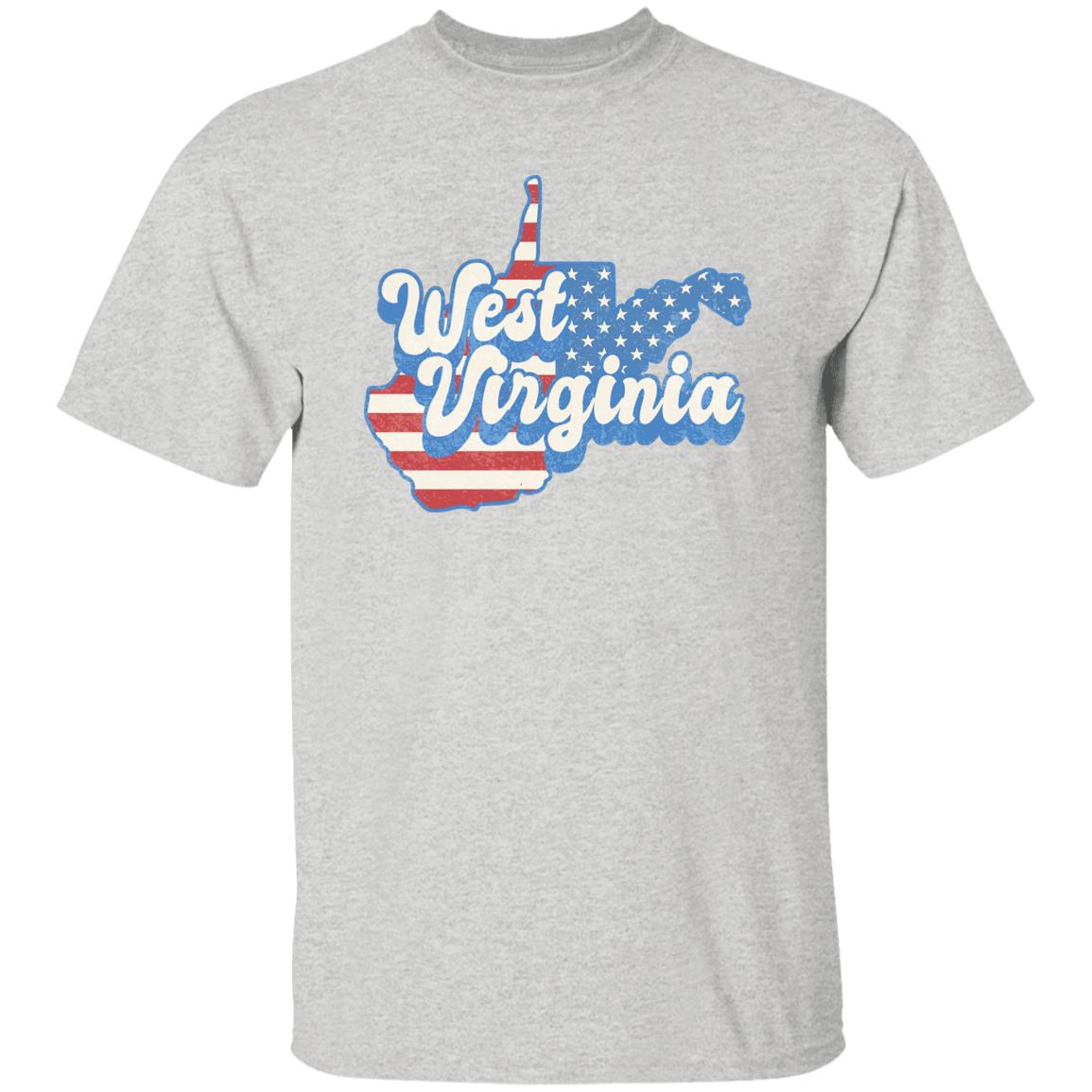 West Virginia US flag Unisex T-Shirt American patriotic WV state tee White Ash Blue-Ash-Family-Gift-Planet