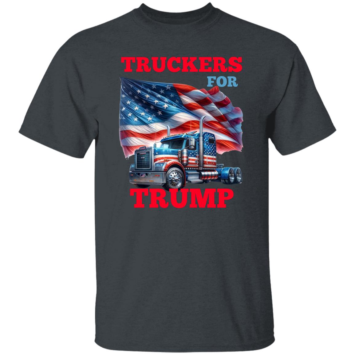 Truckers For Trump T-Shirt Patriotic American Unisex tee Black White Dark Heather-Dark Heather-Family-Gift-Planet