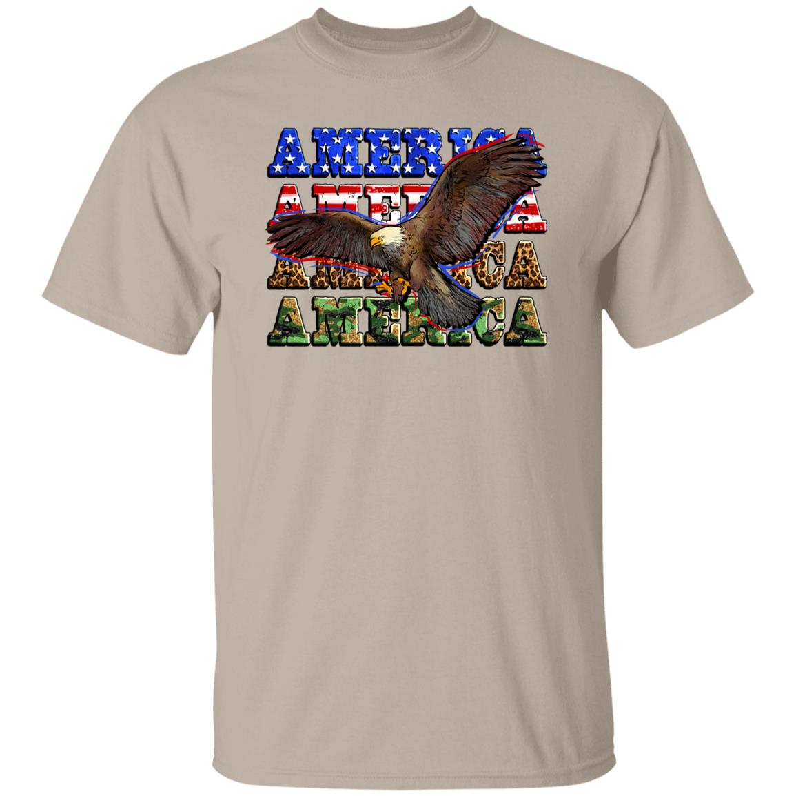 America American Eagle T-Shirt USA patriotic Unisex tee White Sand Grey-Family-Gift-Planet