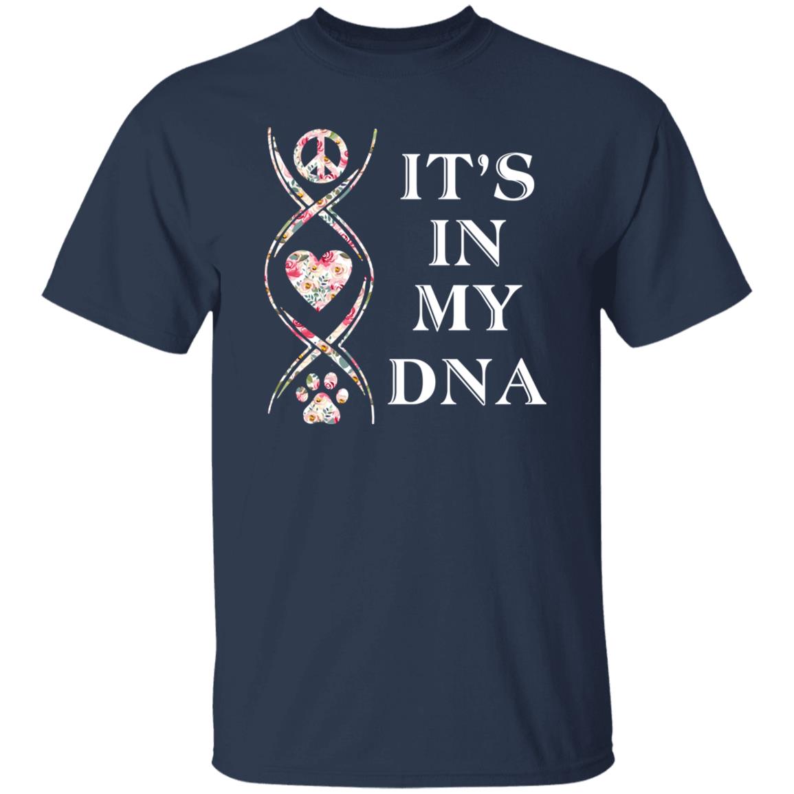 Dogs Its in my DNA T-Shirt gift Peace love Dog mom Unisex tee Black Navy Dark Heather-Family-Gift-Planet
