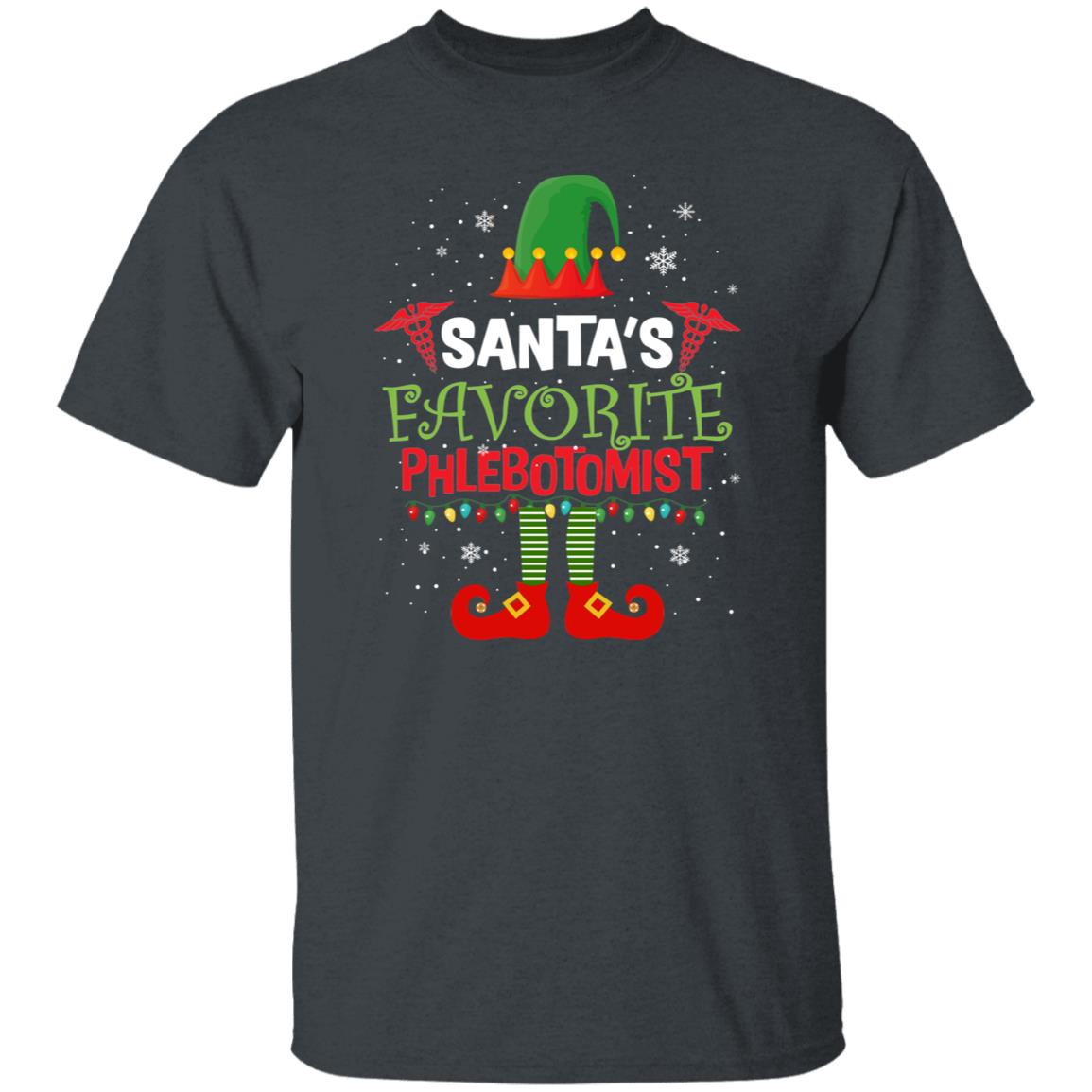 Santa's Favorite Phlebotomist Christmas Unisex Shirt Black Dark Heather-Family-Gift-Planet