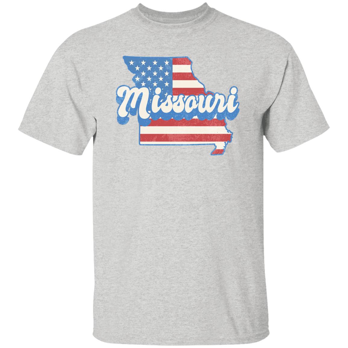 Missouri US flag Unisex T-Shirt American patriotic MO state tee White Ash Blue-Ash-Family-Gift-Planet