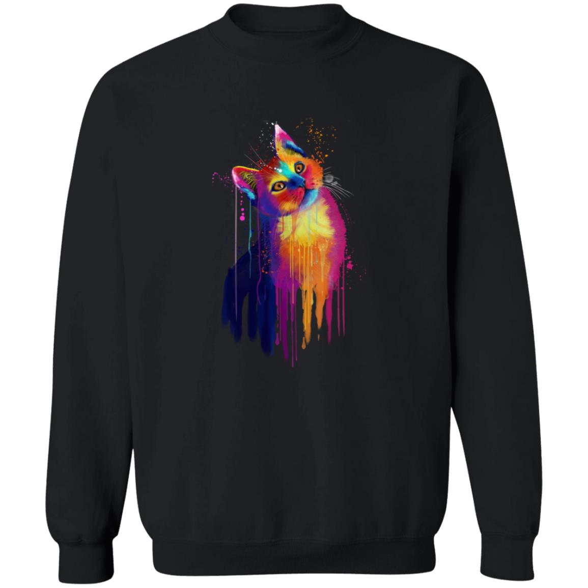 Splash color cat Unisex Crewneck Sweatshirt Abstract pet design-Family-Gift-Planet
