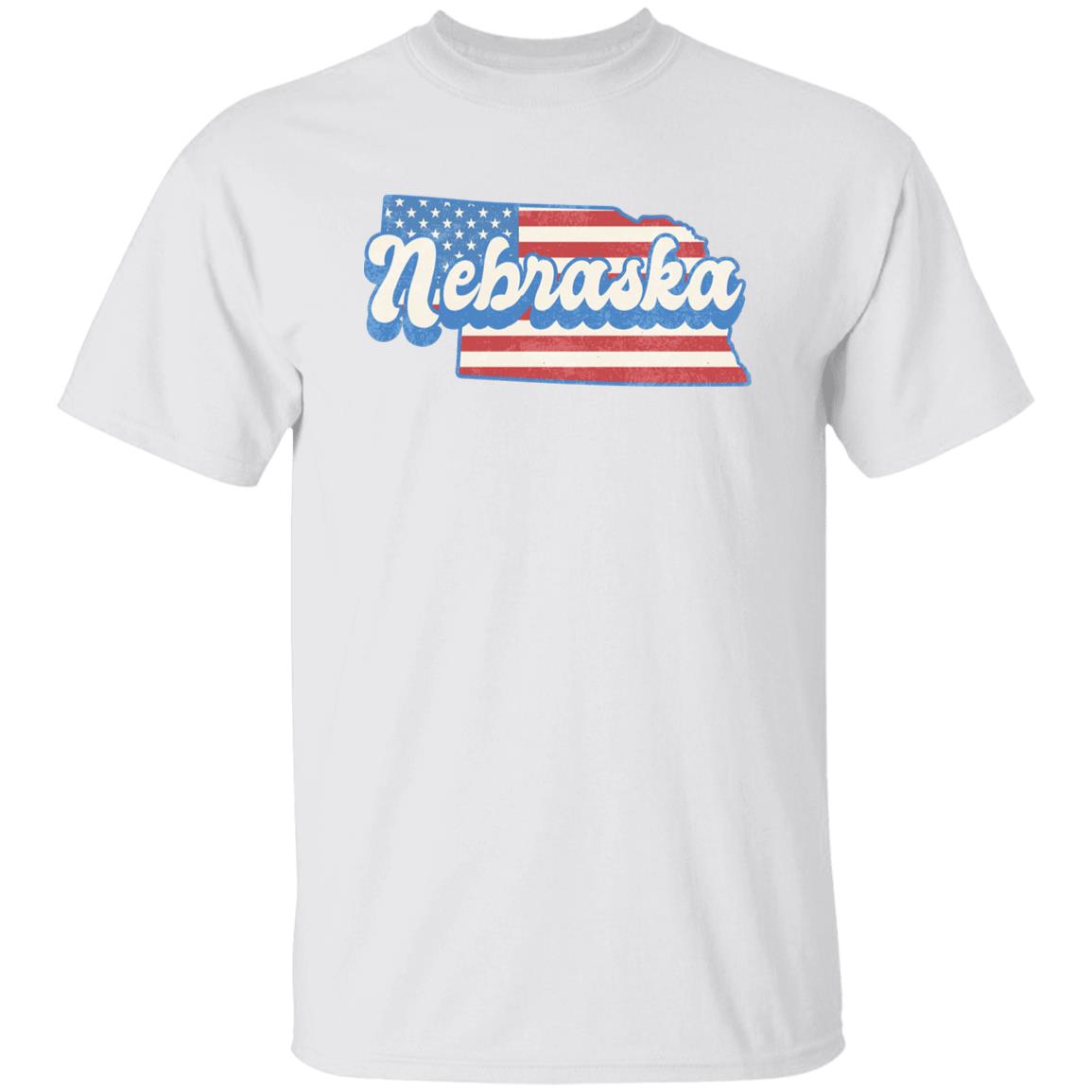 Nebraska US flag Unisex T-Shirt American patriotic NE state tee White Ash Blue-White-Family-Gift-Planet