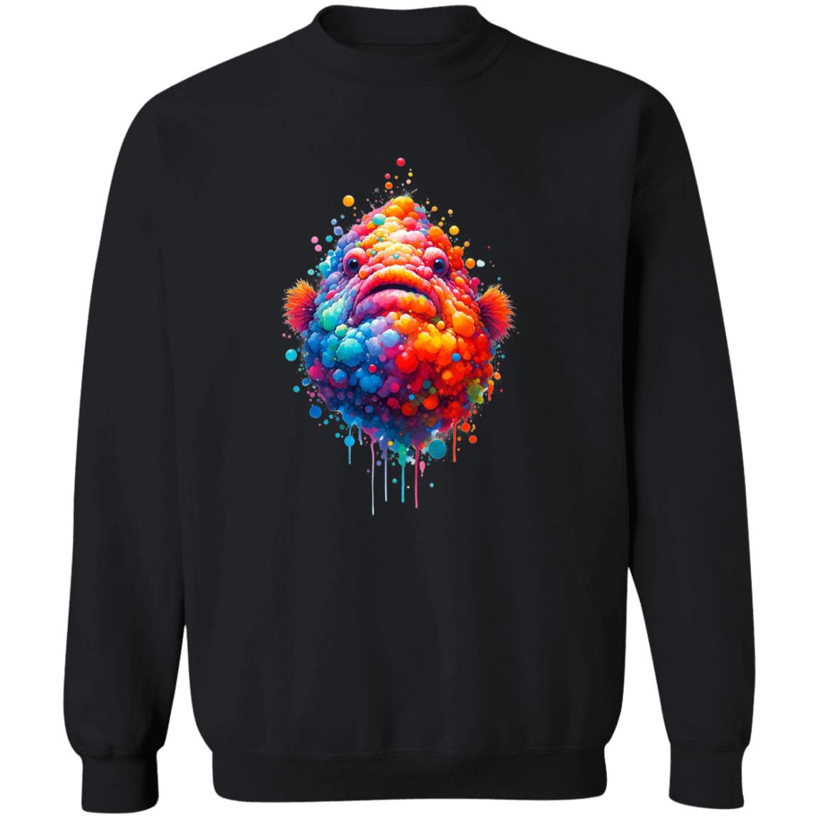 Deep Sea Fish Color Splash Unisex Sweatshirt Black Navy Dark Heather-Family-Gift-Planet