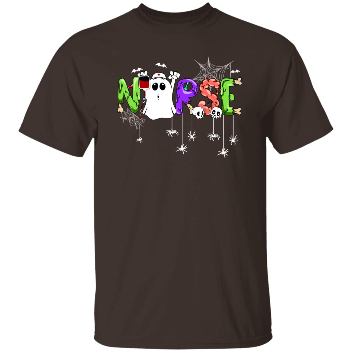Nurse Boo Halloween Unisex T-Shirt Registered Nurse Spooky tee Black Dark Chocolate-Family-Gift-Planet