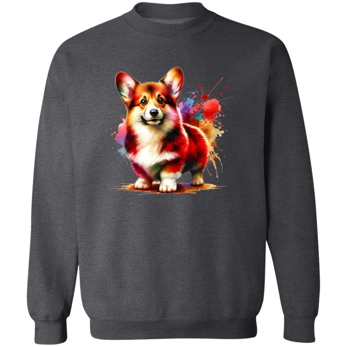 Welsh Corgi Color Splash Unisex Sweatshirt Black Navy Dark Heather-Family-Gift-Planet