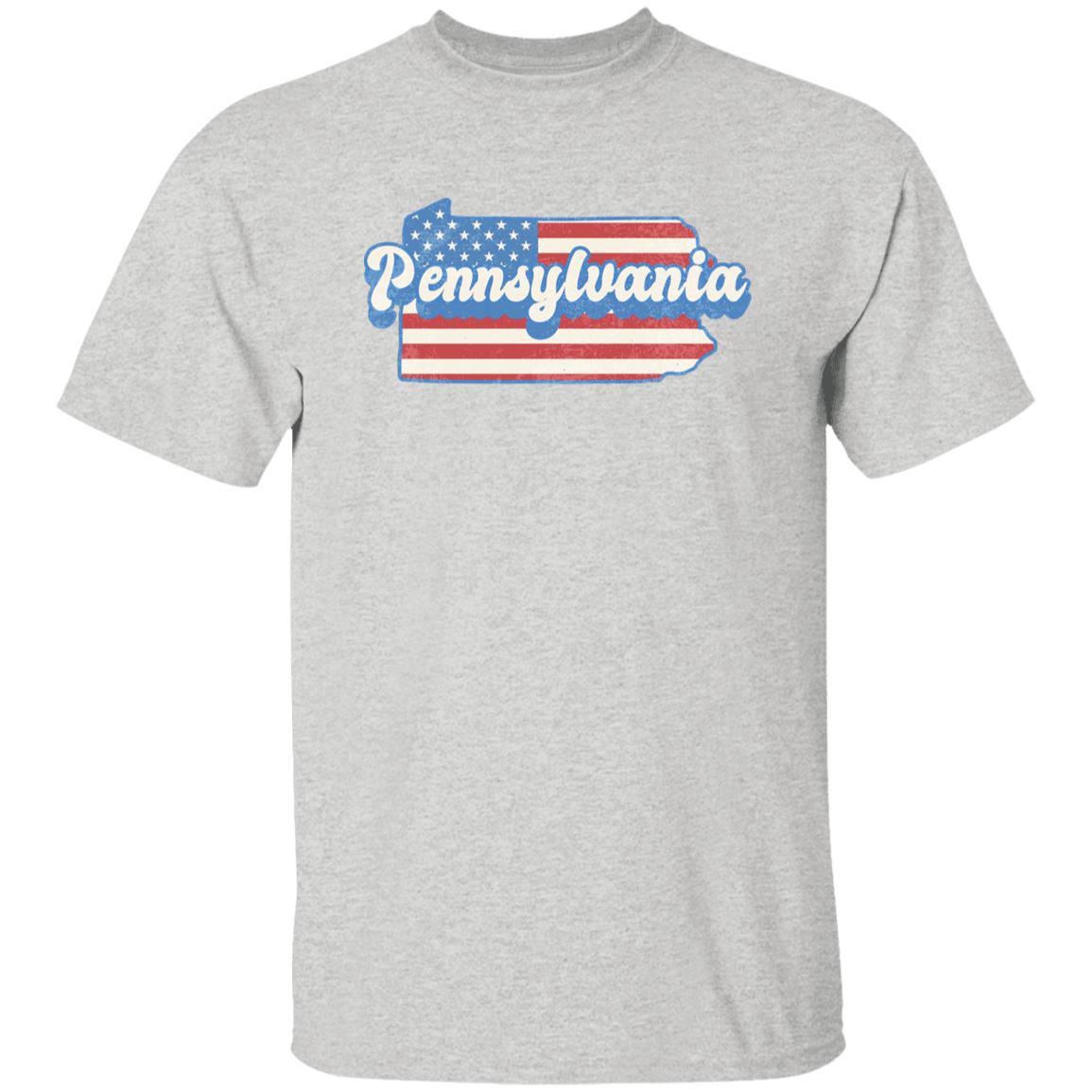 Pennsylvania US flag Unisex T-Shirt American patriotic PA state tee White Ash Blue-Ash-Family-Gift-Planet
