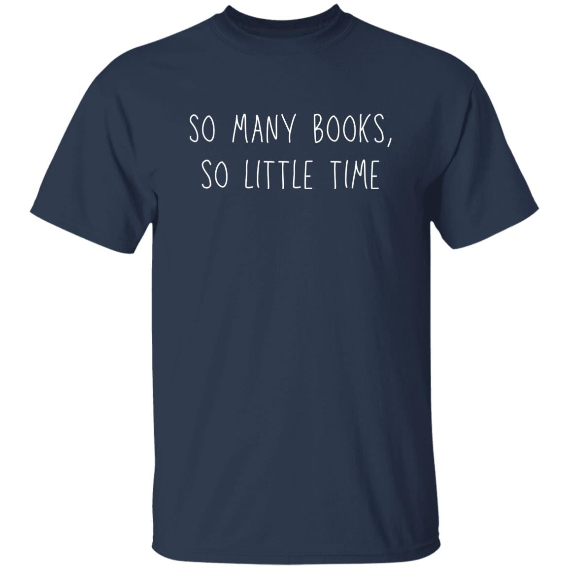 So many books So little time Unisex Tshirt books lover tee Black Dark Heather Navy-Navy-Family-Gift-Planet