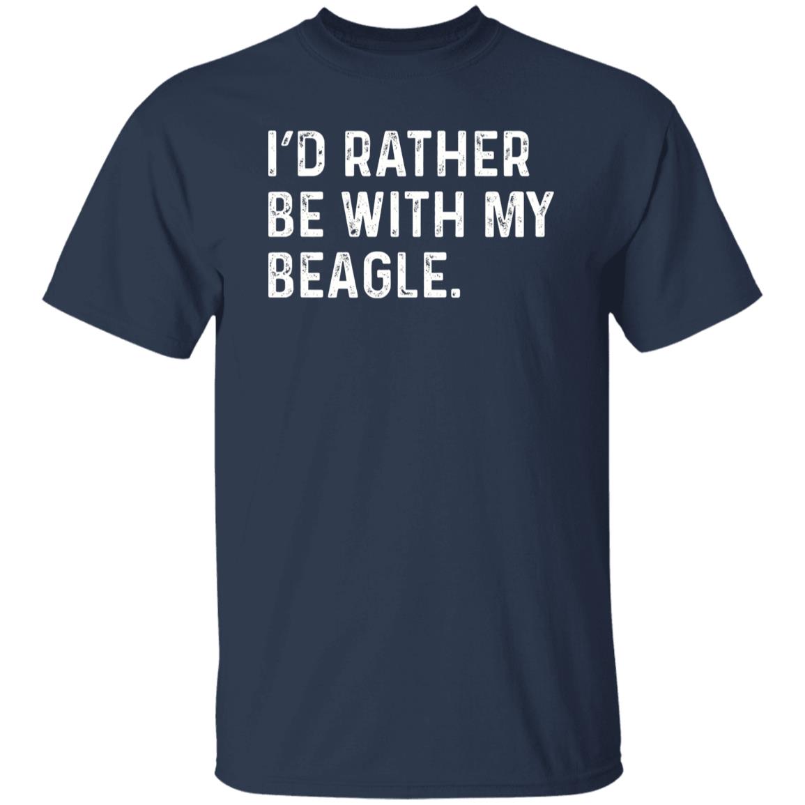 I'd rather be with my Beagle Unisex T-shirt Beagle owner tee Black Navy Dark Heather-Navy-Family-Gift-Planet
