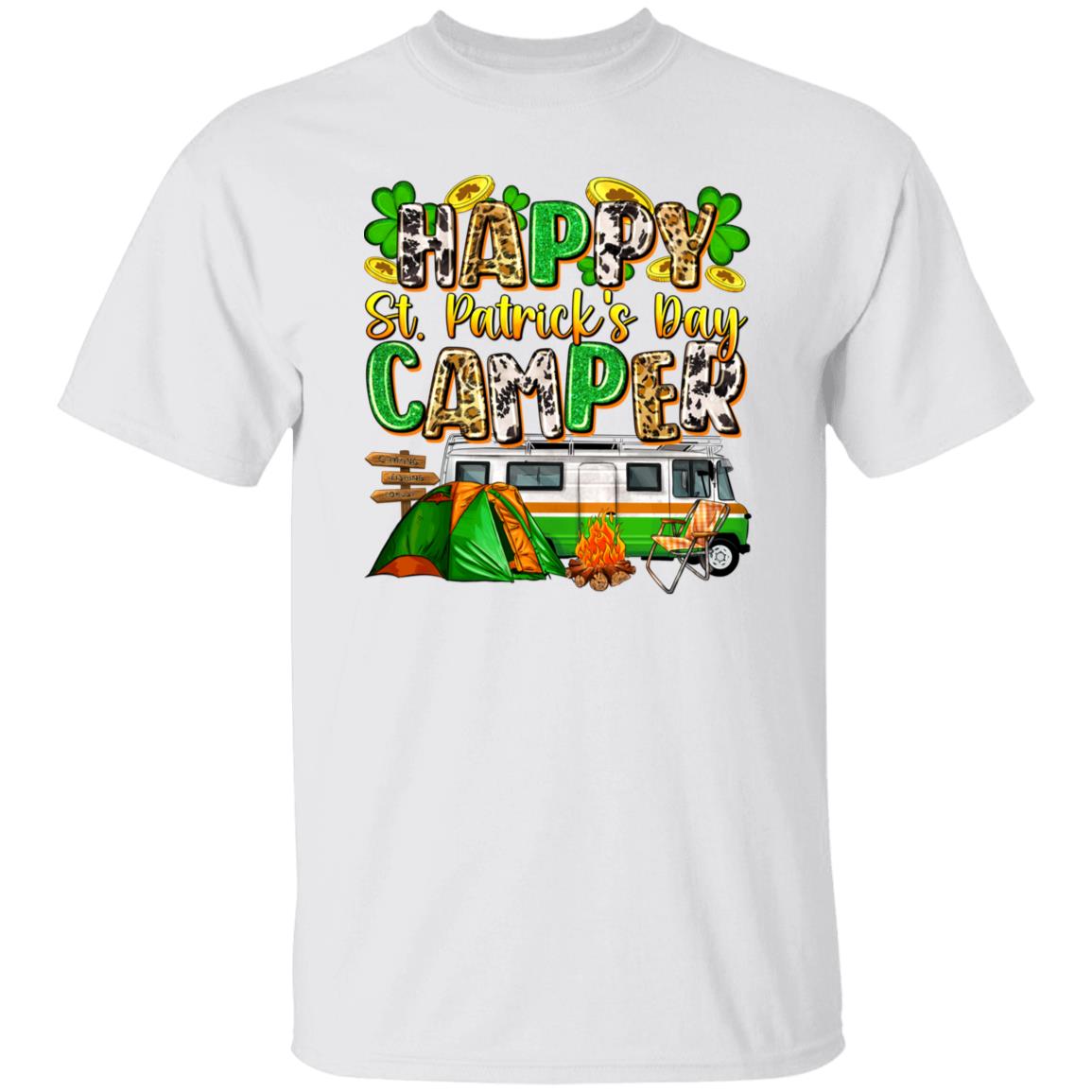 Happy St. Patrick's day camper T-Shirt gift tent bonfire Unisex tee Sand White Sport Grey-Family-Gift-Planet