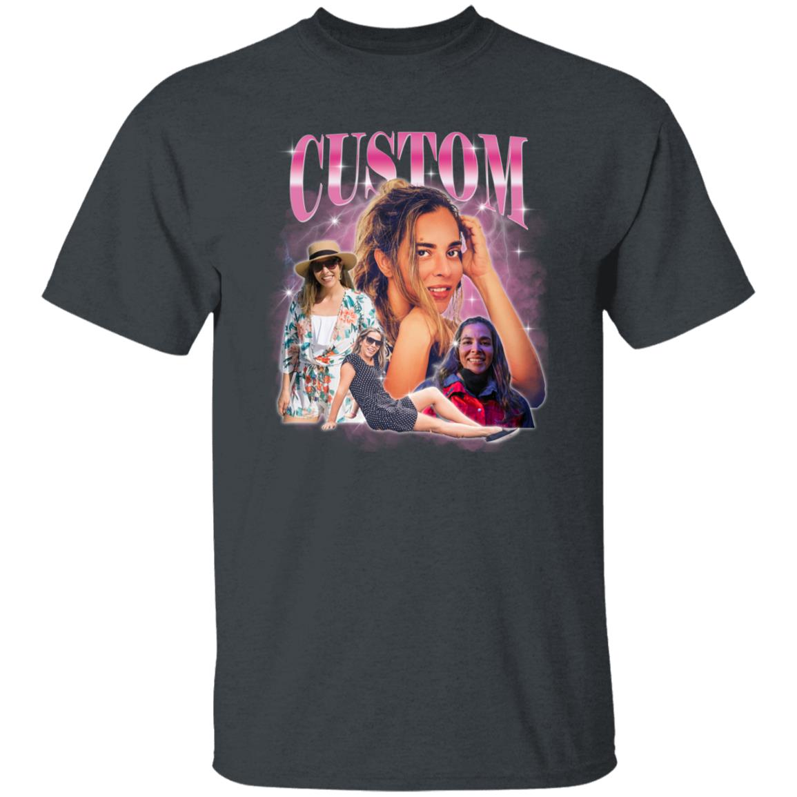 Custom gift for Boyfriend Unisex T-Shirt Your own pictures vintage style bootleg tee Black Navy Dark Heather-Family-Gift-Planet