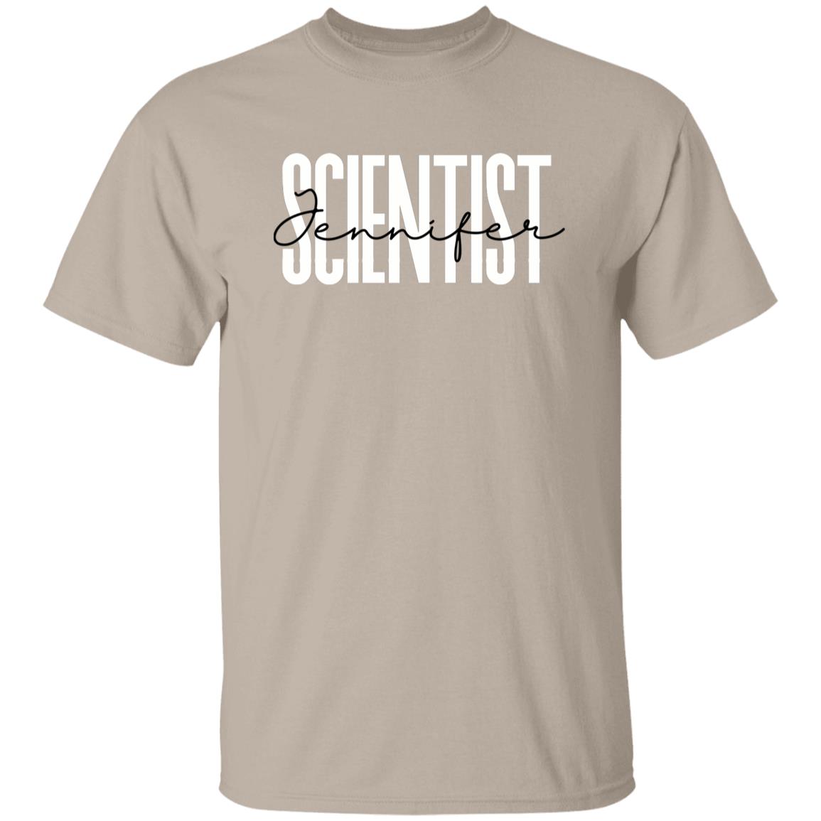 Personalized Scientist T-shirt gift Custom name Medical Scientist researcher Unisex Tee Sand Pink Light Blue-Family-Gift-Planet