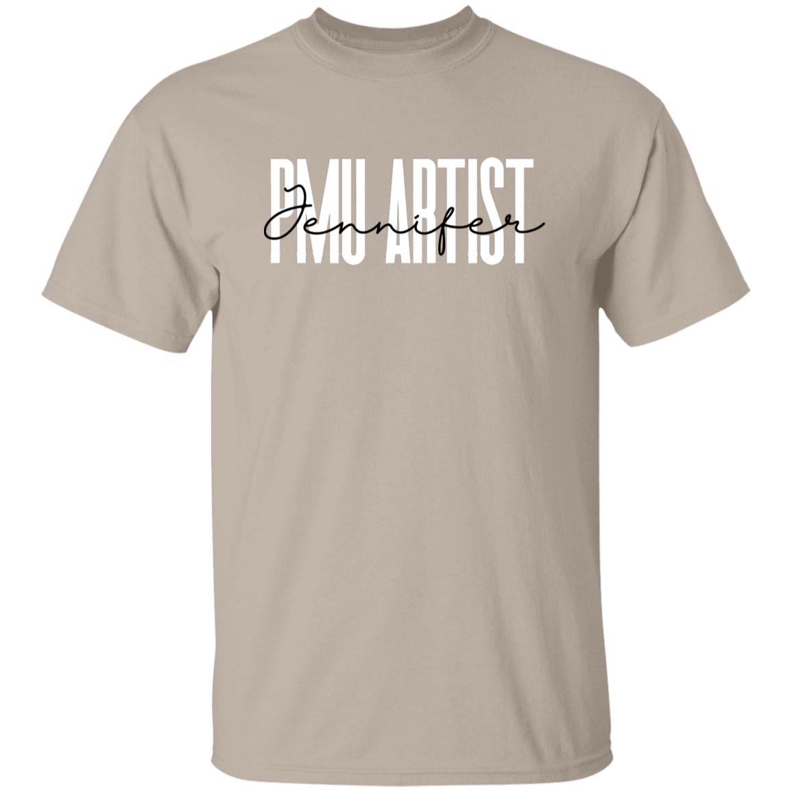Personalized PMU Artist T-shirt gift Permanent make-up artist Unisex Tee Sand Pink Light Blue-Family-Gift-Planet