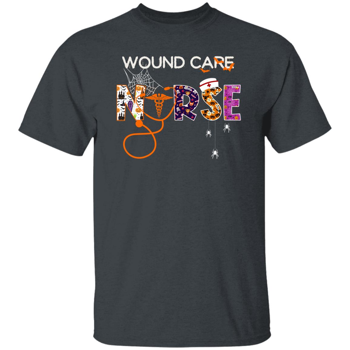 Wound care nurse Halloween Unisex T-Shirt Scary Spooky Burn Care Ostomy Care tee Black Dark Heather-Family-Gift-Planet