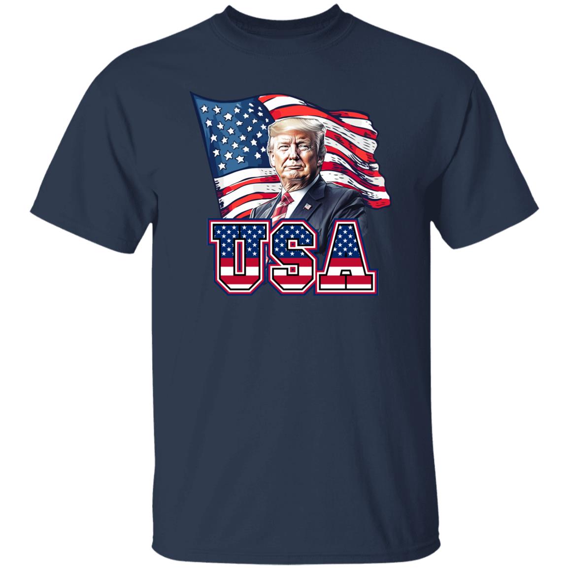 USA Election 2024 T-Shirt Trump American flag Unisex tee Black Navy Dark Heather-Family-Gift-Planet