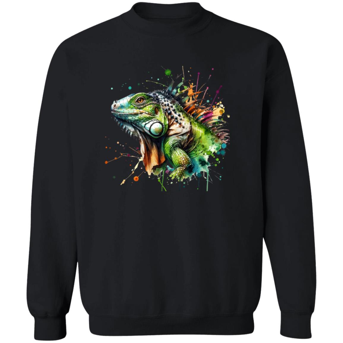 Iguana Color Splash Unisex Sweatshirt Black Navy Dark Heather-Family-Gift-Planet