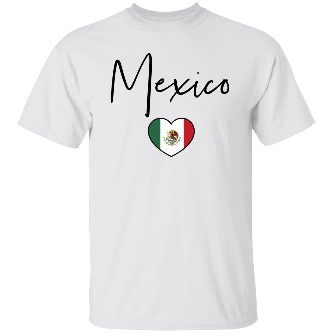 Mexico flag heart Unisex T-shirt Mexico love tee White Sand Blue-White-Family-Gift-Planet