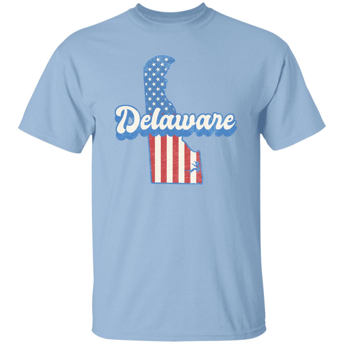 Delaware US flag Unisex T-Shirt American patriotic DE state tee White Ash Blue-Light Blue-Family-Gift-Planet