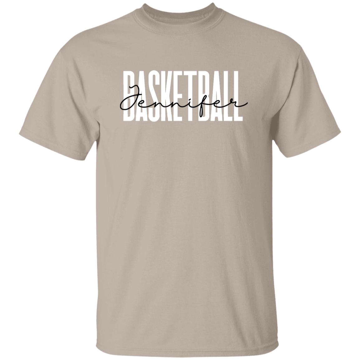 Personalized Basketball Unisex T-shirt Custom name basketball player Sand Blue Pink-Family-Gift-Planet