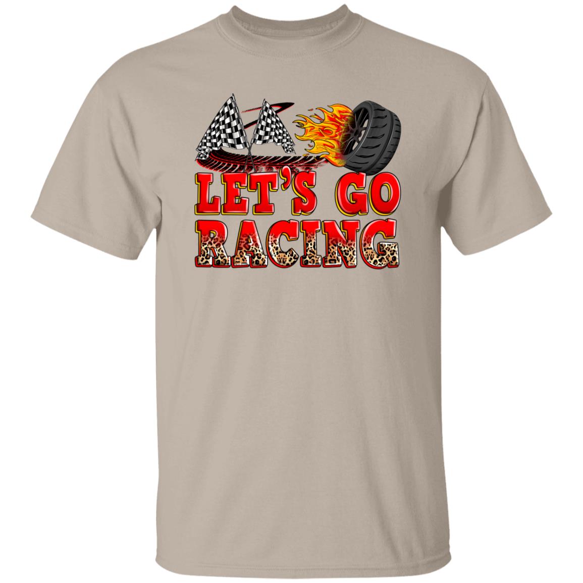 Lets go racing T-Shirt gift Leopard skin racer race day Unisex Tee Sand White Sport Grey-Family-Gift-Planet