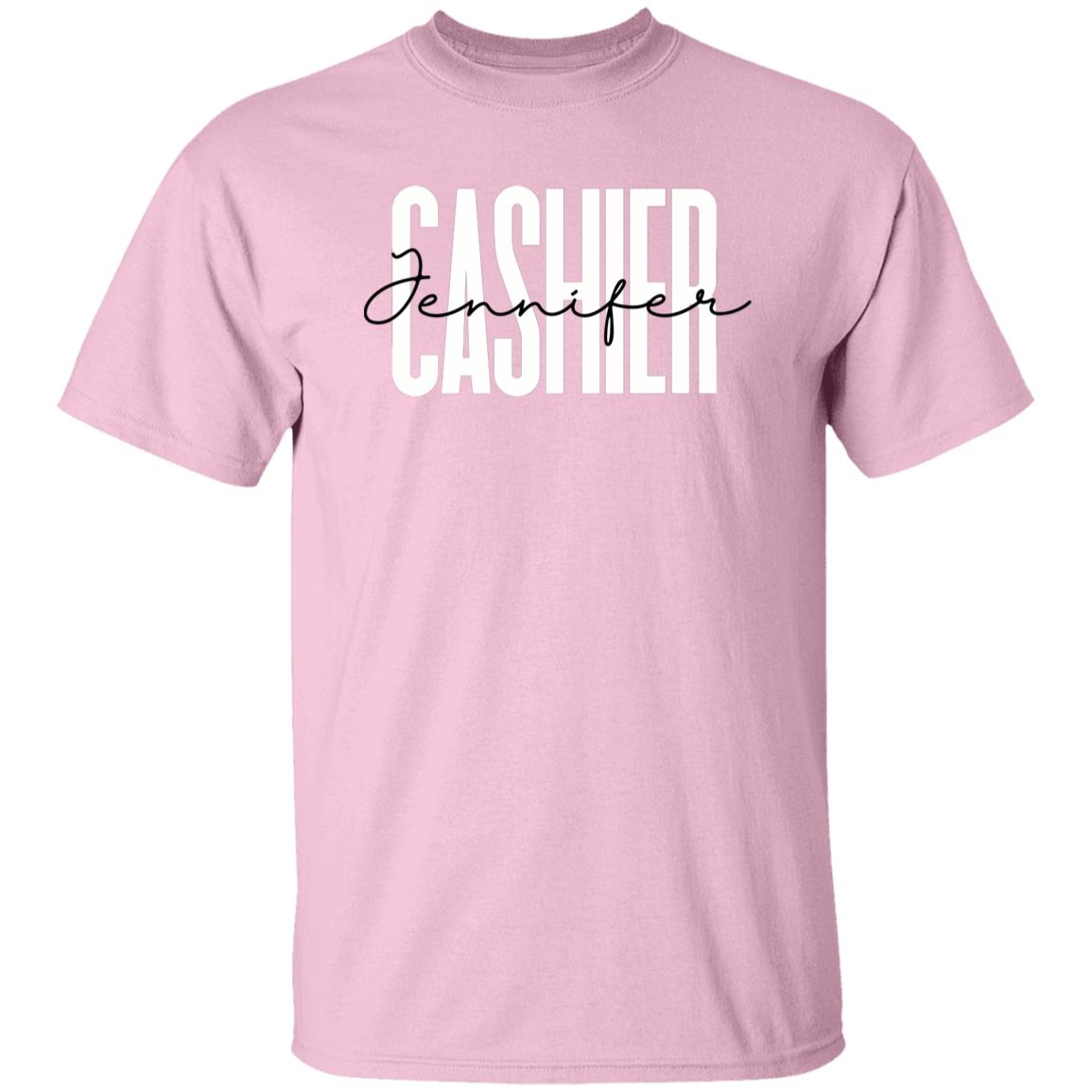 Personalized Cashier Unisex T-shirt Custom name store cashier Sand Blue Pink-Family-Gift-Planet