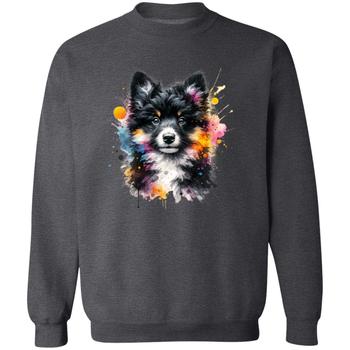 Artistic Mudi dog mom Color Splash Unisex Sweatshirt Black Navy Dark Heather-Family-Gift-Planet