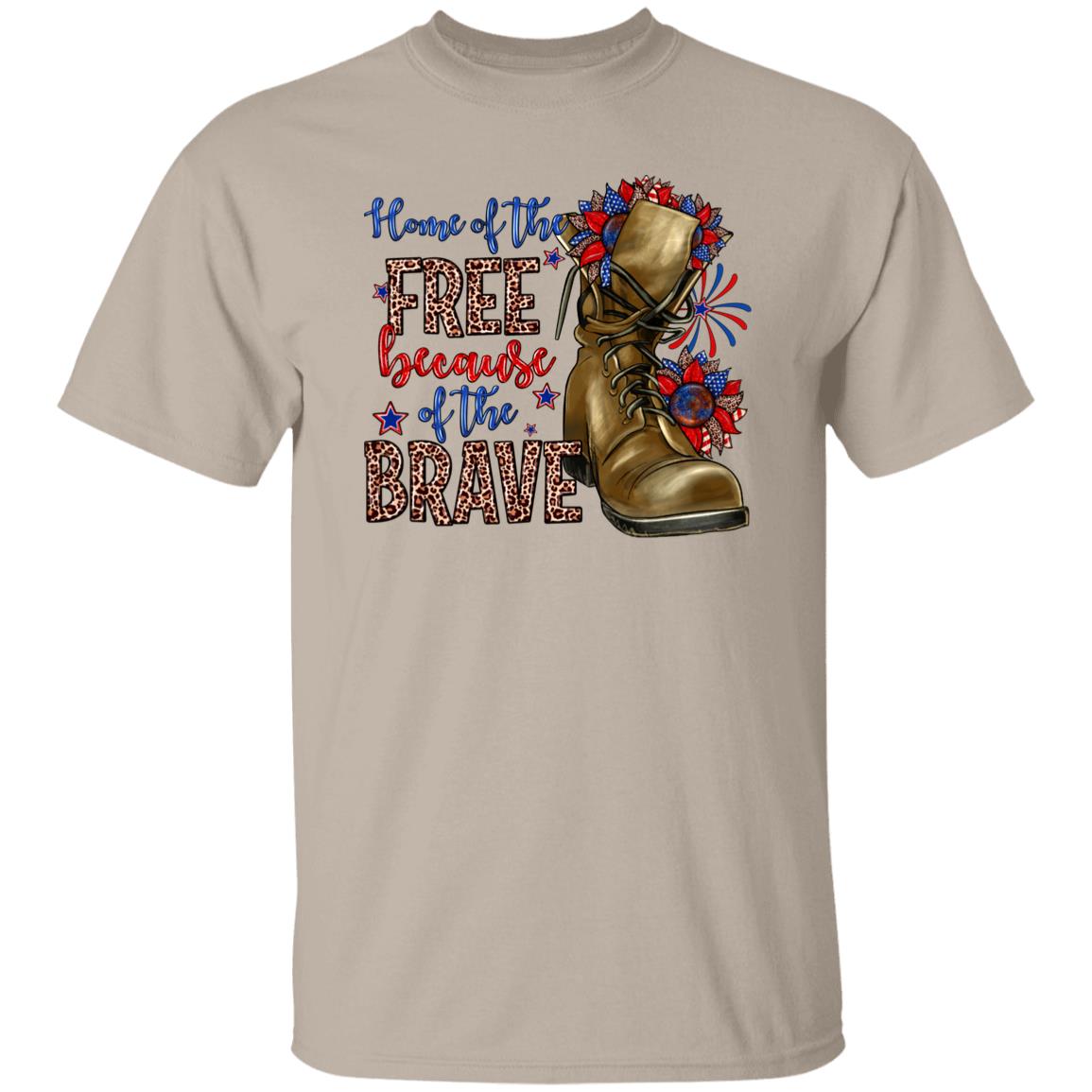 Home of the free because of the brave T-Shirt gift July 4th Patriotic Unisex tee Sand White Sport Grey-Family-Gift-Planet