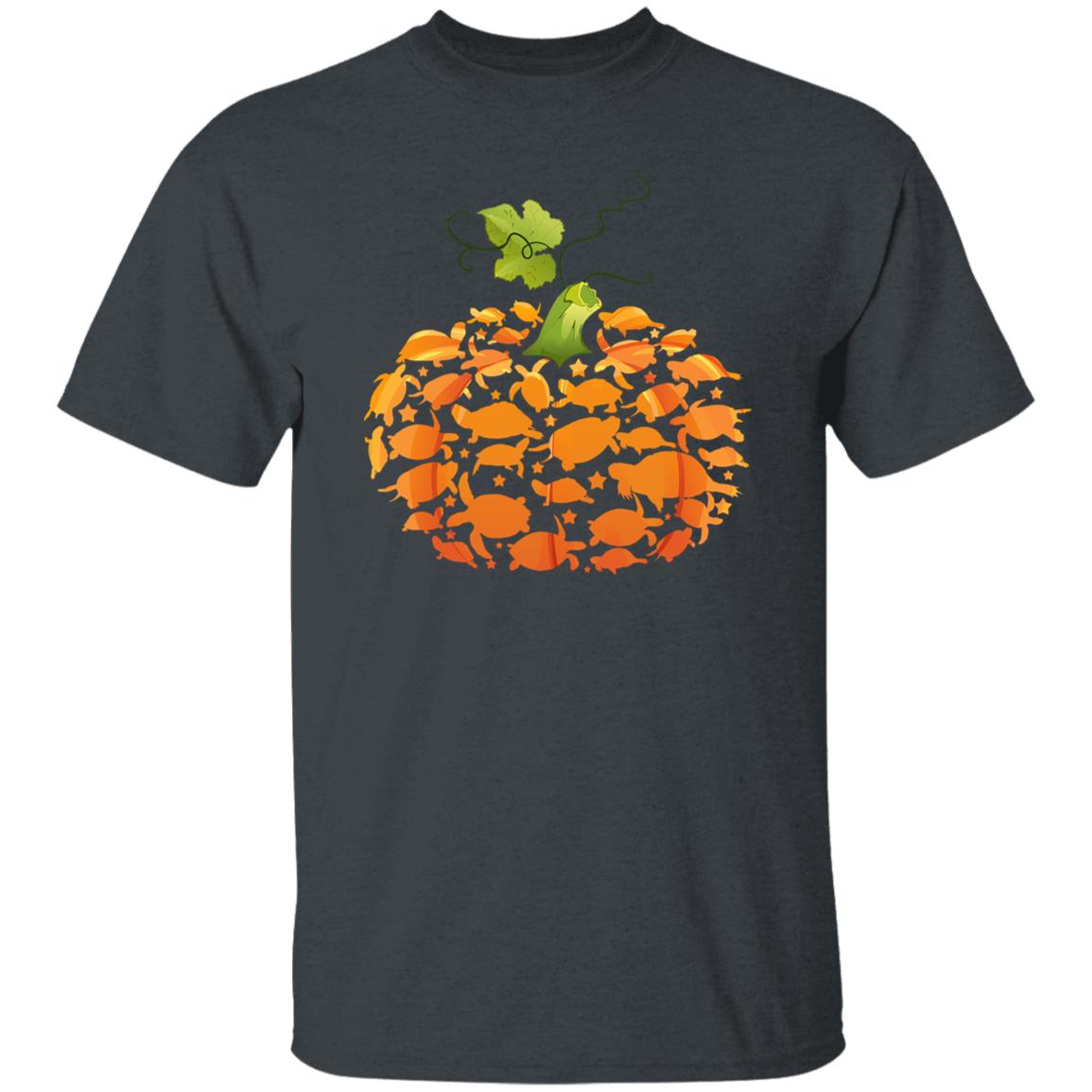 Turtle Pumpkin Halloween Unisex T-Shirt cute turtles fall season tee Black Dark Heather-Family-Gift-Planet