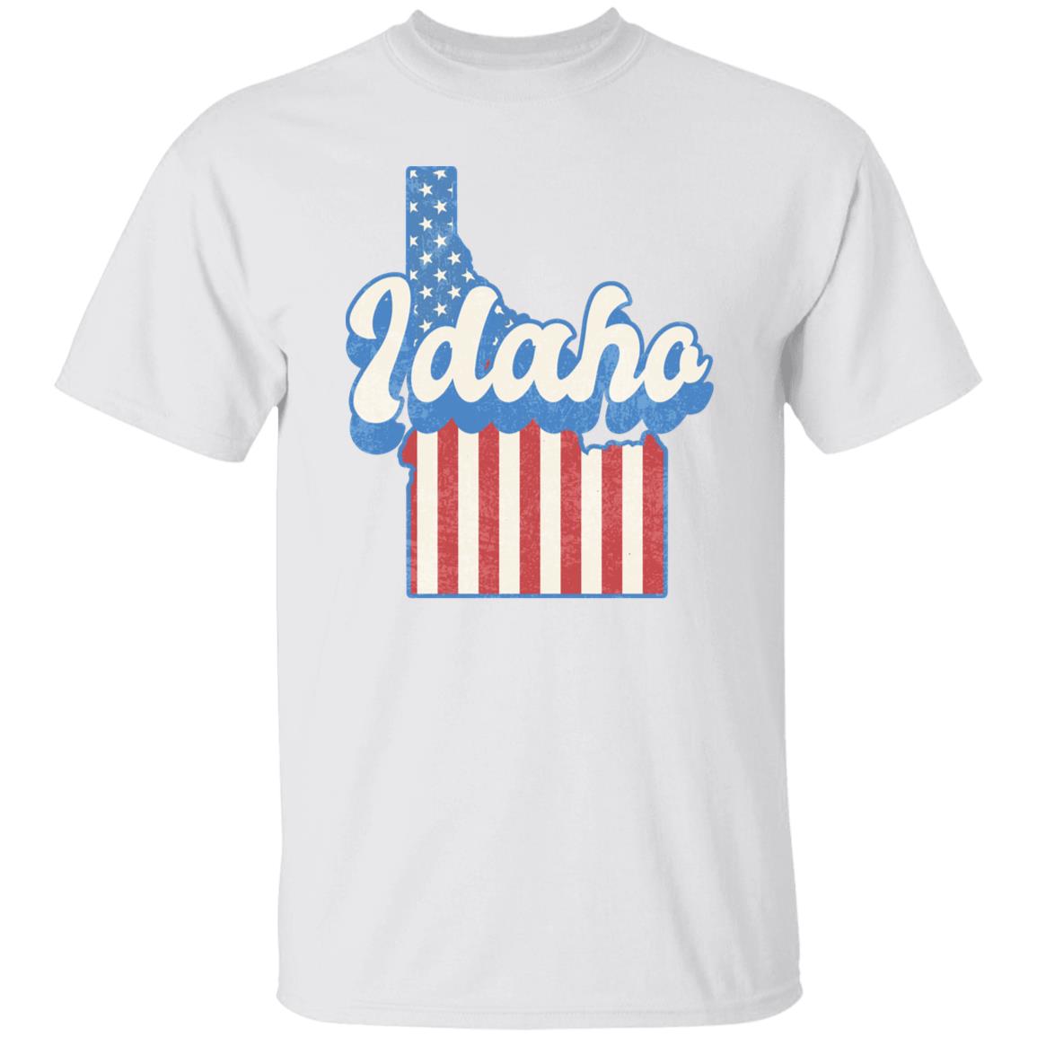 Idaho US flag Unisex T-Shirt American patriotic ID state tee White Ash Blue-White-Family-Gift-Planet