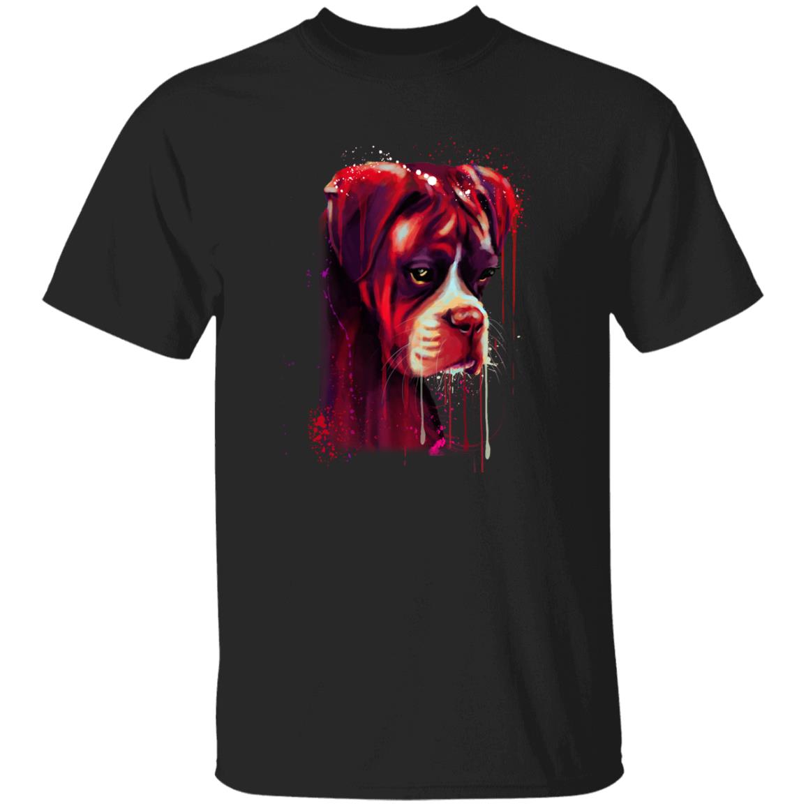 Watercolor splash Boxer dog Unisex shirt S-2XL black navy dark heather-Black-Family-Gift-Planet