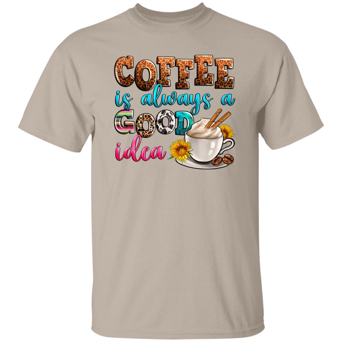 Coffee is always good idea T-Shirt Cappuccino coffee lover Unisex tee White Sand Sport Grey-Family-Gift-Planet