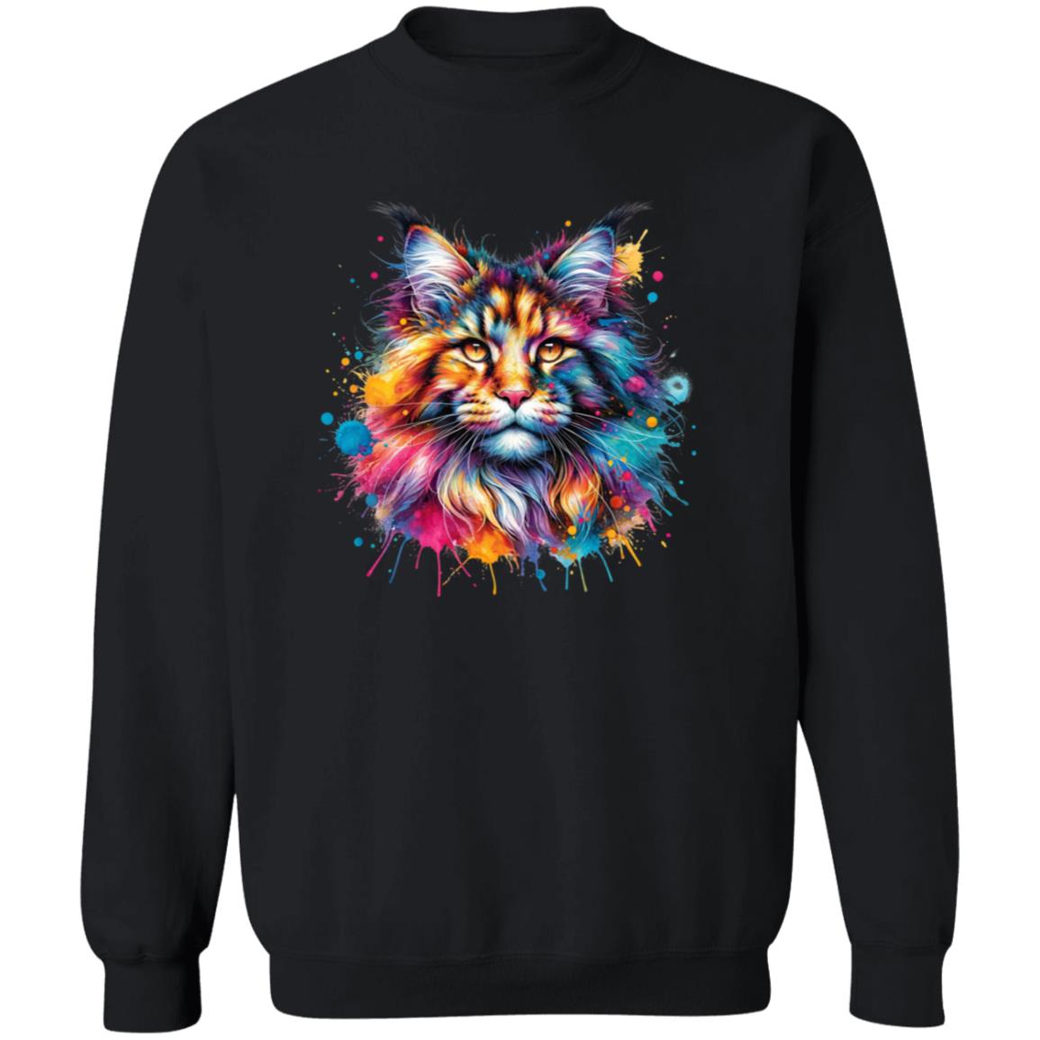 Maine Coon Mama Color Splash Unisex Sweatshirt Black Navy Dark Heather-Family-Gift-Planet
