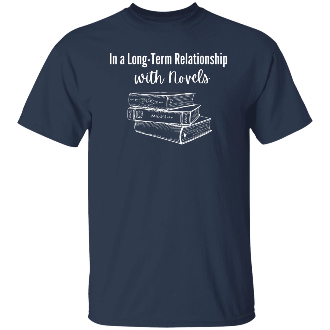 In a Long-term relationship with novels Unisex Tshirt book lover tee Black Dark Heather Navy-Navy-Family-Gift-Planet