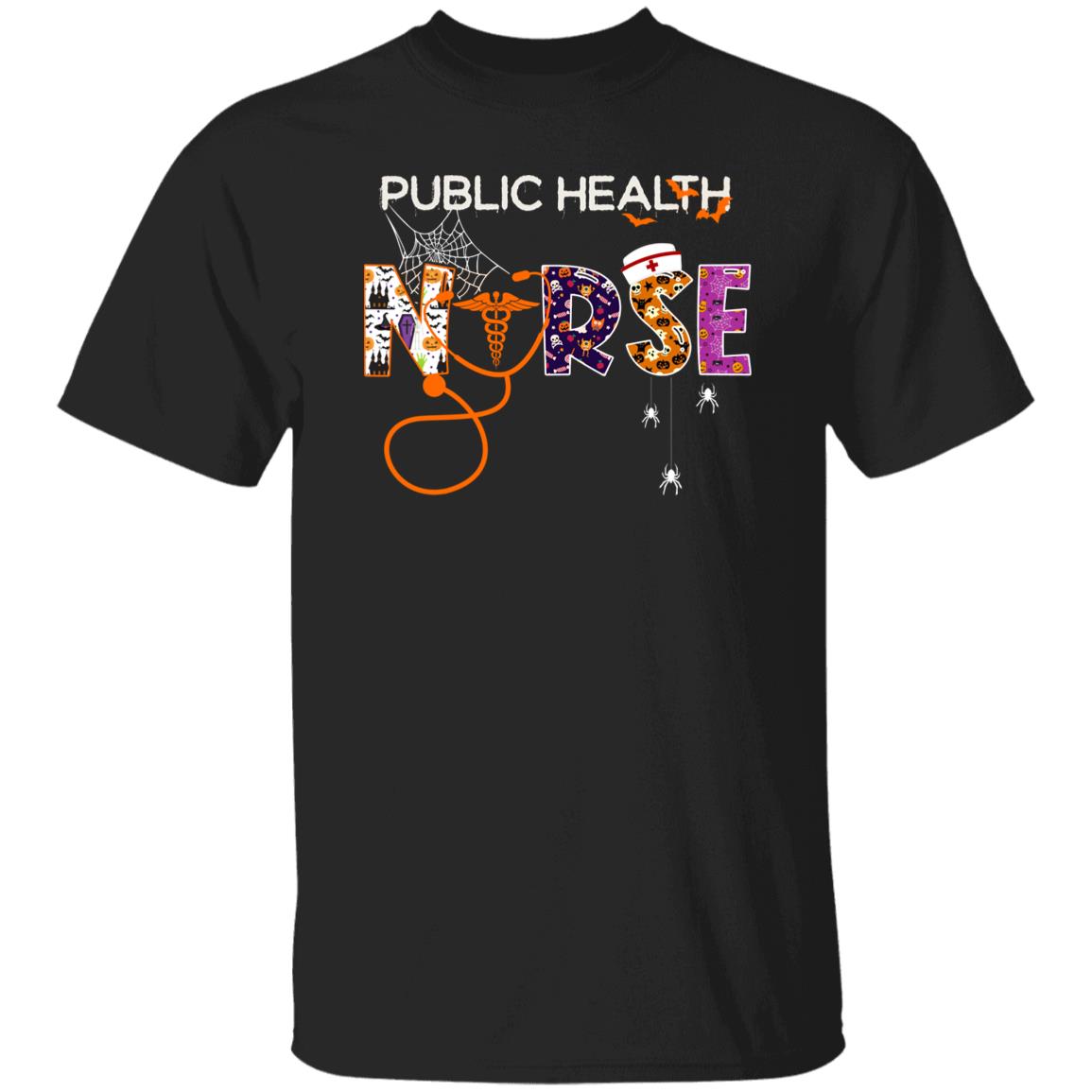 Public health nurse Halloween Unisex T-Shirt Scary Spooky Healthcare worker tee Black Dark Heather-Family-Gift-Planet
